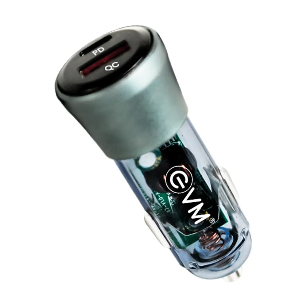 EVM CAR CHARGER 38W WITH TYPE-C | USB 3.0 PORT